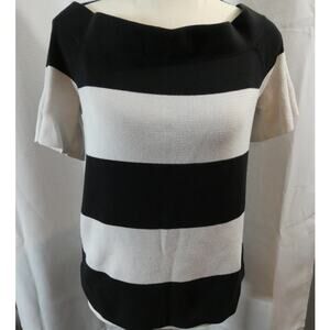 Loft Women's Medium Sweater Short Sleeves Striped 100% Cotton